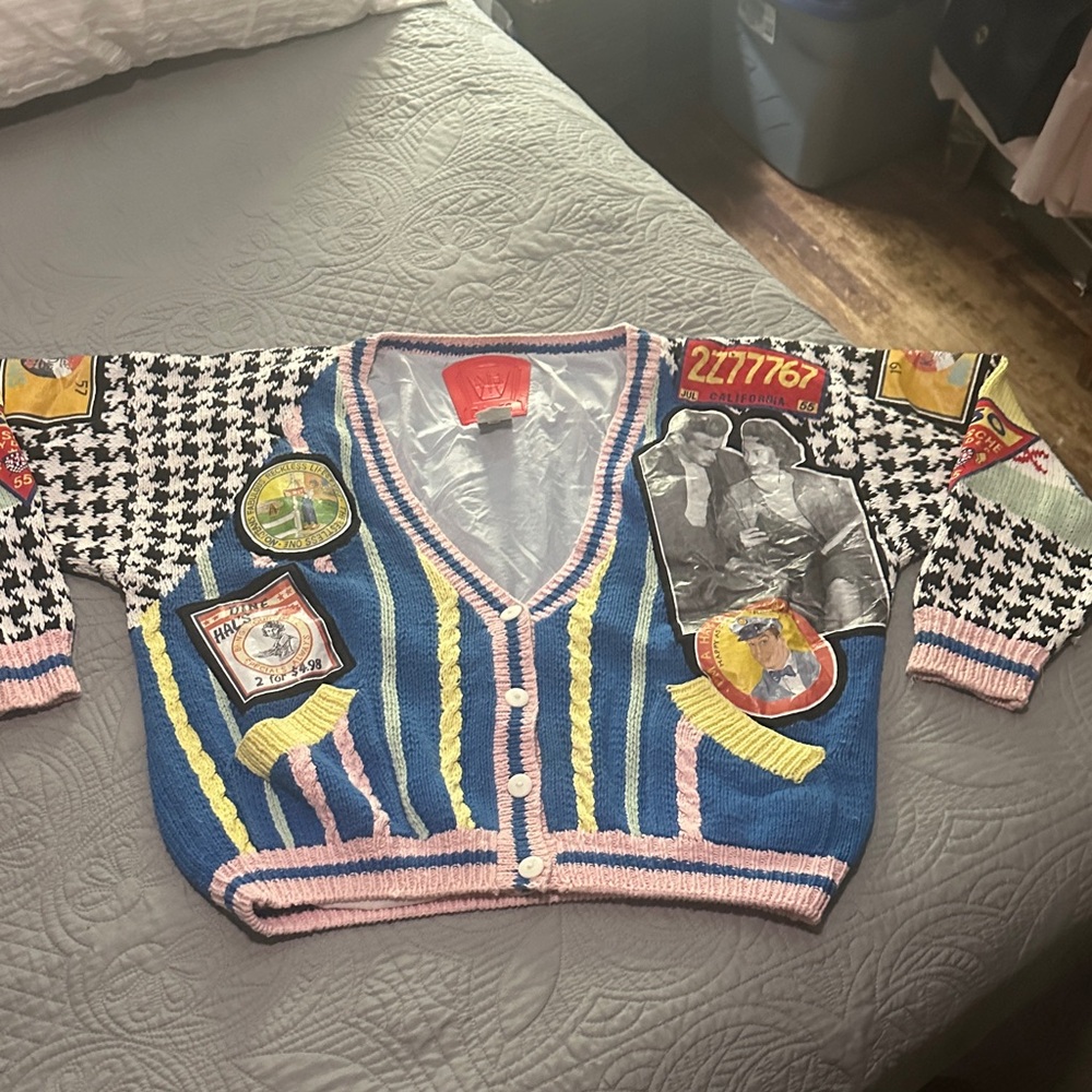 Vintage No! Jeans Colorful Patchwork Cardigan